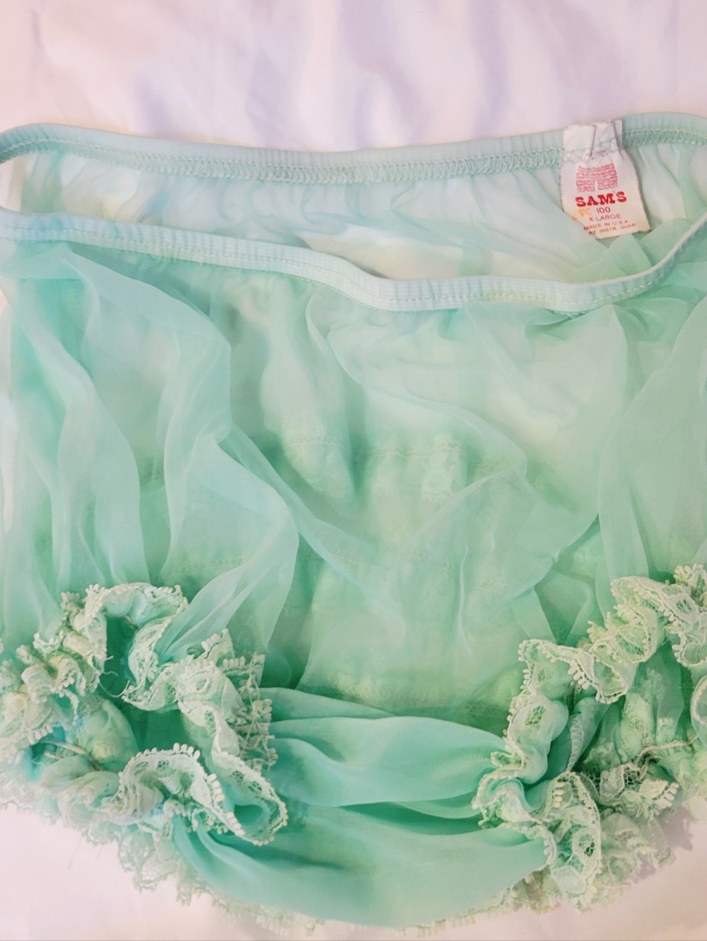 SAM'S Light Mint Sheer Ruffle Petticoat Panties  - X-Large - Picture 5 of 5